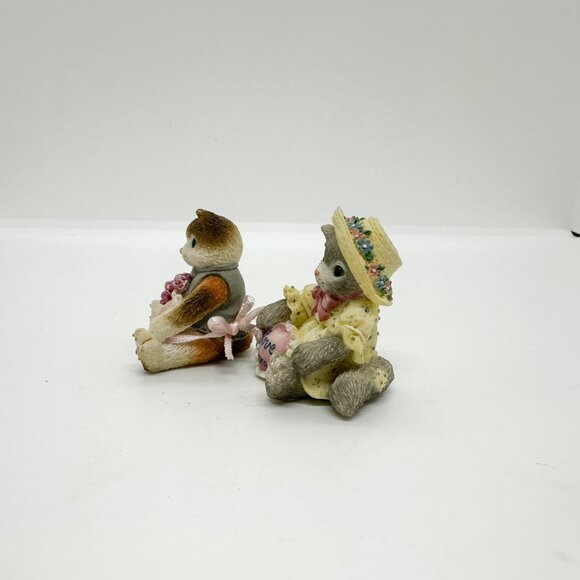 Vtg Calico Kittens Enesco Cats Figurine Linked True Love Wedding Anniversary - Picture 2 of 6